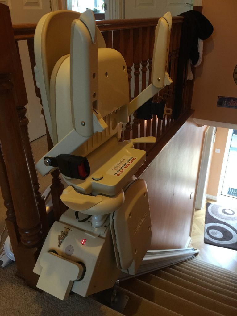 Folded Straight Stairlift after Halton Stairlifts Installation