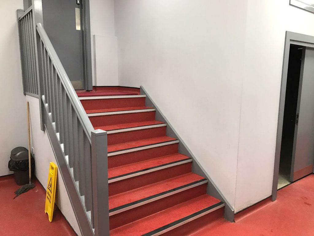 Water Proof Acorn Brooks Stairlift Before Installation in Commercial Setting