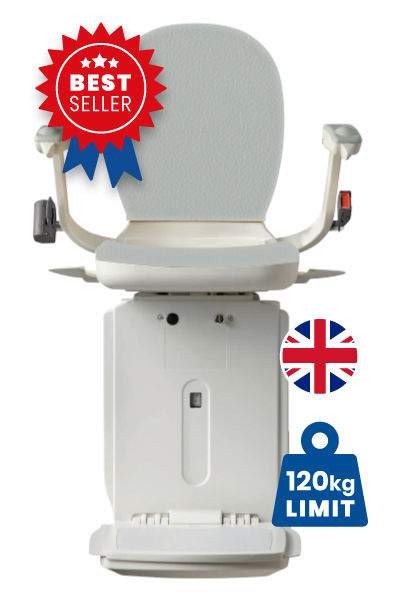 Halton Acorn 130 Slimline Straight Stairlift with atlantic blue coloured seat