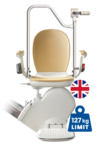 Halton Acorn 130 Slimline Straight Stairlift with atlantic blue coloured seat