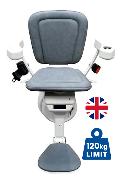 Halton Acorn 130 Slimline Straight Stairlift with atlantic blue coloured seat